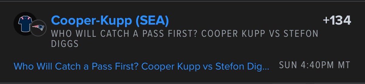 No way you guys are trying to pull a fast one right now. Original slip was Diggs +134 now you’re switching the name IN THE ALREADY PLACED WAGER to Kupp.

This isn’t slick, fix it <a href="/FDSportsbook/">FanDuel Sportsbook</a> <a href="/FanDuel/">FanDuel</a> <a href="/FanDuel_Support/">FanDuel Customer Support</a>