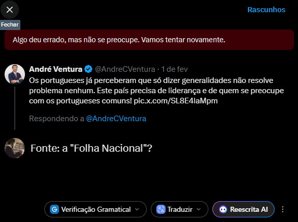 Ando com o azar a perseguir-me. De quando em vez, mas já demasiadas vezes, sou contemplado com mensagens semelhantes à que junto em anexo. Invariavelmente, quando tema são as mentiras propaladas pelos "aqueles". Bizarro!