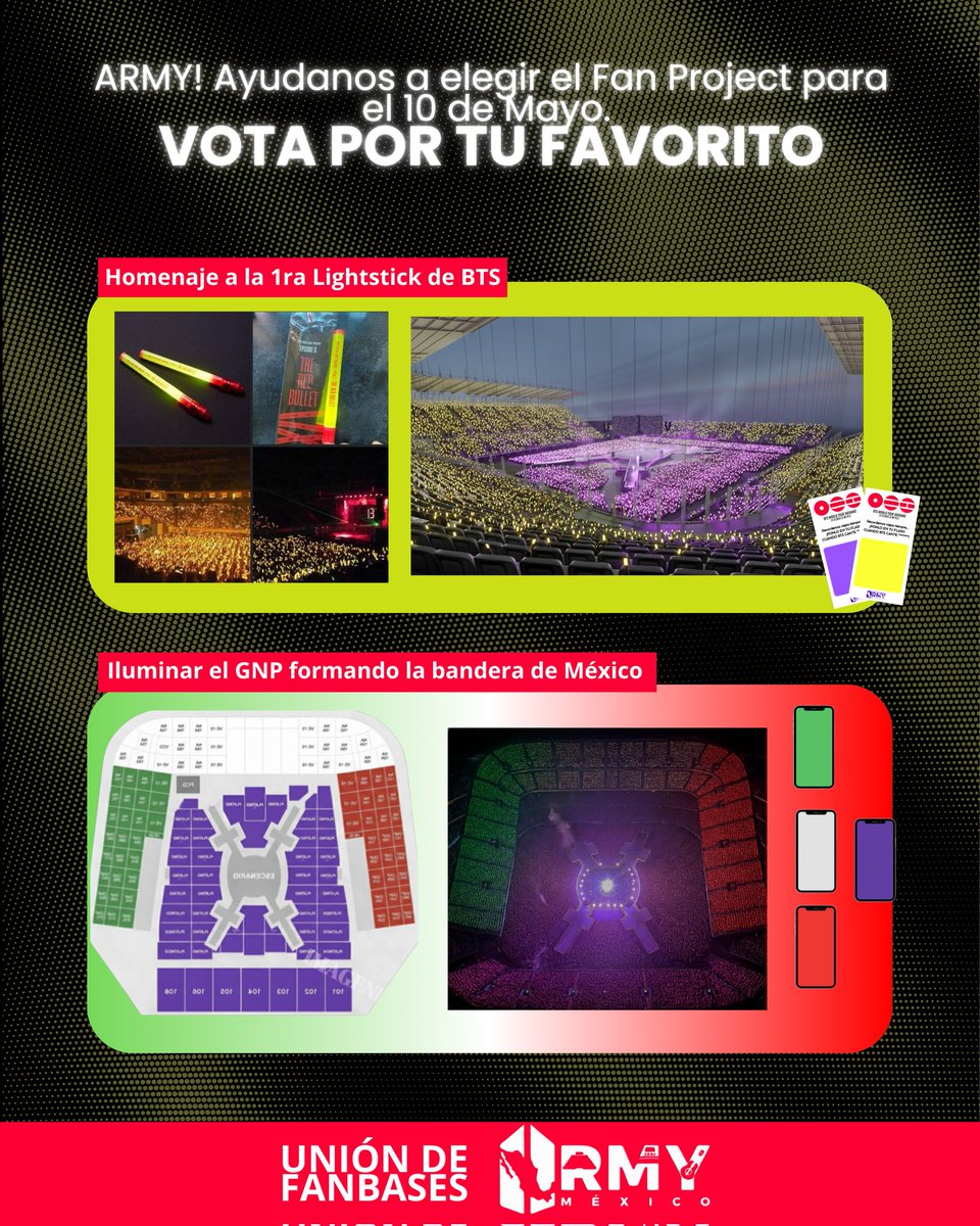 BTSARMY_MXCO's tweet image. ARMY! Este momento también es suyo.
Les presentamos 2 propuestas de Fan Project y queremos que ustedes elijan la que más les haga vibrar el corazón.💜✨️ Tu voz importa.
¡Participa y vota!
Cerremos los conciertos de BTS en México con una cálida despedida.
linktr.ee/btsarmymexico