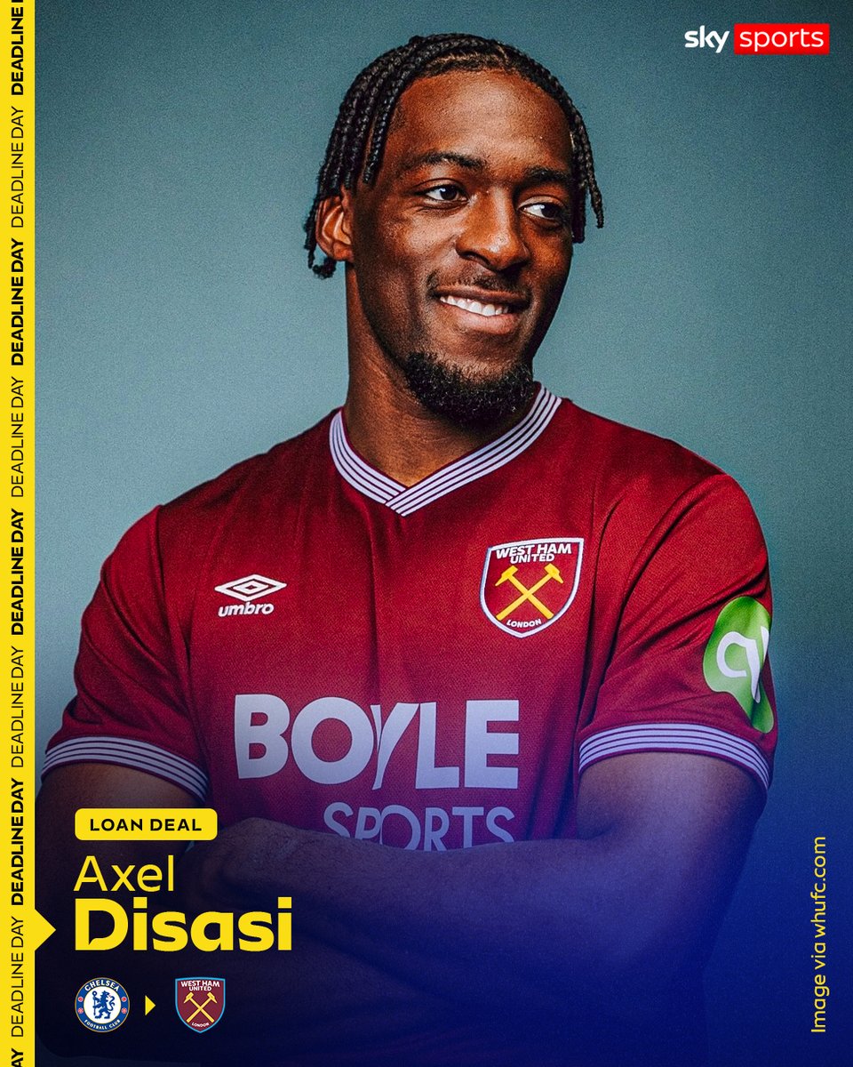 SkySportsPL's tweet photo. BREAKING: West Ham have completed the loan signing of Axel Disasi from Chelsea ✍️ https://t.co/33wvqpe2DS