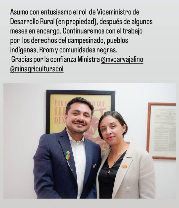 Que gran noticia la designación de <a href="/joseluenlaselva/">José Luis Q.</a> como Viceministro de Desarrollo Rural, en propiedad.
Amigo de los pueblos indígenas, defensor de los campesinos y una persona intachable. Auguro la mejor de las gestiones en el cierre de gobierno con la guía de los ancestros.