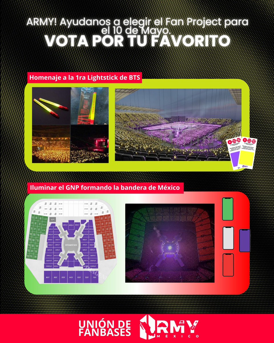MxMinSuga's tweet photo. ARMY! Este momento también es suyo.
Les presentamos 2 propuestas de Fan Project y queremos que ustedes elijan la que más les haga vibrar el corazón.💜✨️ Tu voz importa.
¡Participa y vota!
Cerremos los conciertos de BTS en México con una cálida despedida.
https://t.co/YhbCz18dLW https://t.co/ICmAWDwImo