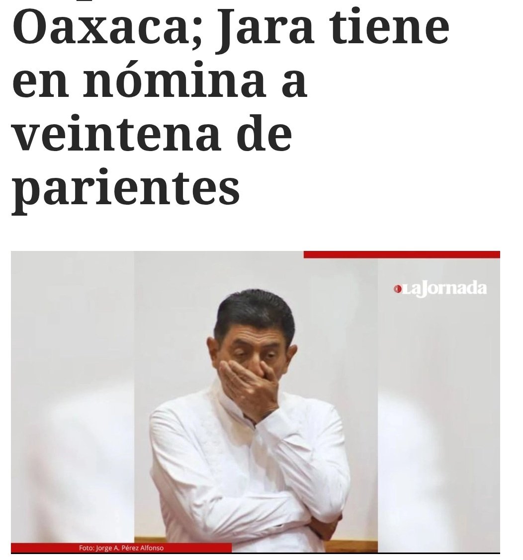 ❌“La 4T en Oaxaca ya tiene nombre: Familia Jara S.A. de C.V.
“<a href="/salomonj/">Salomón Jara Cruz</a> convirtió al estado en empresa familiar: hijos, sobrinos, nueras y yernos repartidos en los tres poderes. Nepotismo descarado, cero transformación. #FueraNepotismo” 
 <a href="/LagarrapataS22/">La Garrapata S-22</a>
jornada.com.mx/noticia/2026/0…
