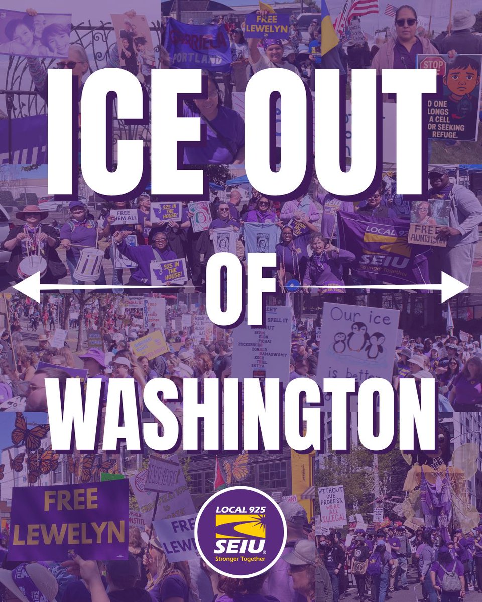 SEIU925's tweet photo. ICE has escalated its violence hoping we’ll stand down, and let them terrorize our neighbors. We will do no such thing.

We’re sending a clear message: WE WANT #ICEOUT!

#UnionsForAll #ImmigrantJustice https://t.co/9d0hVxsZww