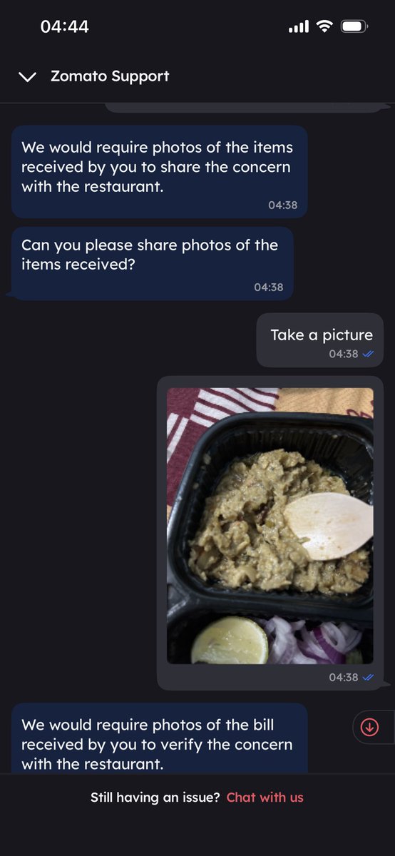 vikicool07's tweet photo. @zomato is this what I get for purchasing your gold subscription? Your support is entirely handled by bots that cannot even identify white and red meat from one another? https://t.co/dmdmikQWWc