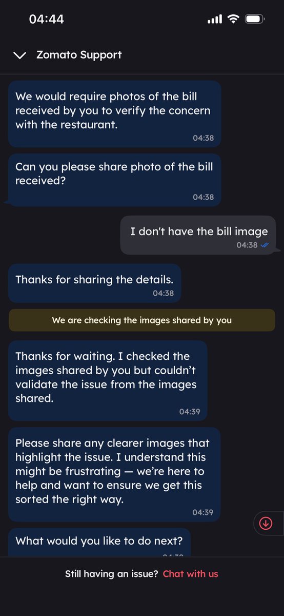 vikicool07's tweet photo. @zomato is this what I get for purchasing your gold subscription? Your support is entirely handled by bots that cannot even identify white and red meat from one another? https://t.co/dmdmikQWWc
