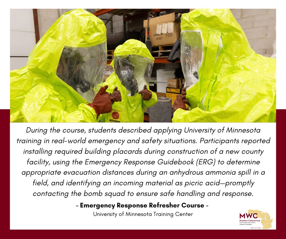 MidwestHazMat's tweet photo. Participants in a Emergency Response Refresher Course described using their #training to make critical safety decisions and protect people and communities.  
https://t.co/yOfzEkoOhY https://t.co/rVI6VhaXQu
