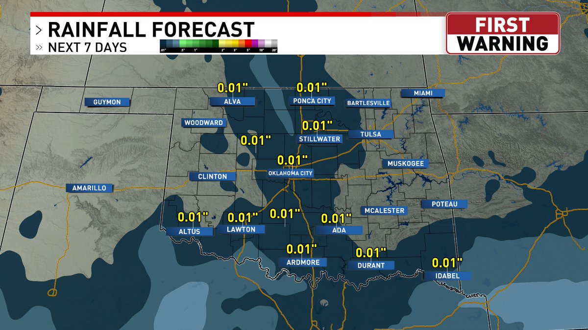 Our next chance of precipitation will come through late Tuesday night into Wednesday morning. Most of us will see some light rain showers, but with temperatures flirting with 32, there could be some mixing that could occur.
#okwx