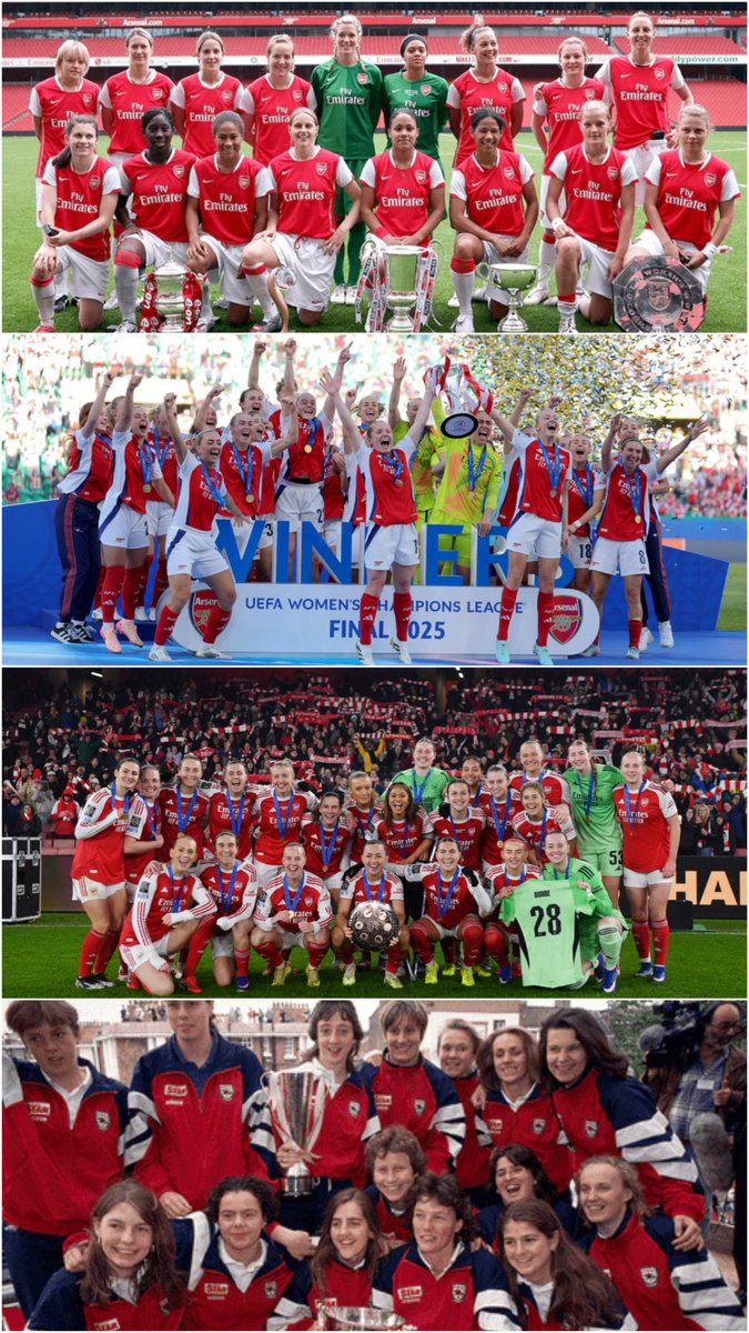 1987 - 2026 (39 anos de fundação)

🏆2x Champions League
🏆1x Intercontinental 
🏆15x Campeonato Inglês 
🏆14x FA Cup 
🏆17x Copa da Liga
🏆5x Community Shield 
🏆1x Women's National League South
🏆10x London County FA Women's Cup

65 troféus levantados! Prazer, Arsenal WFC!
