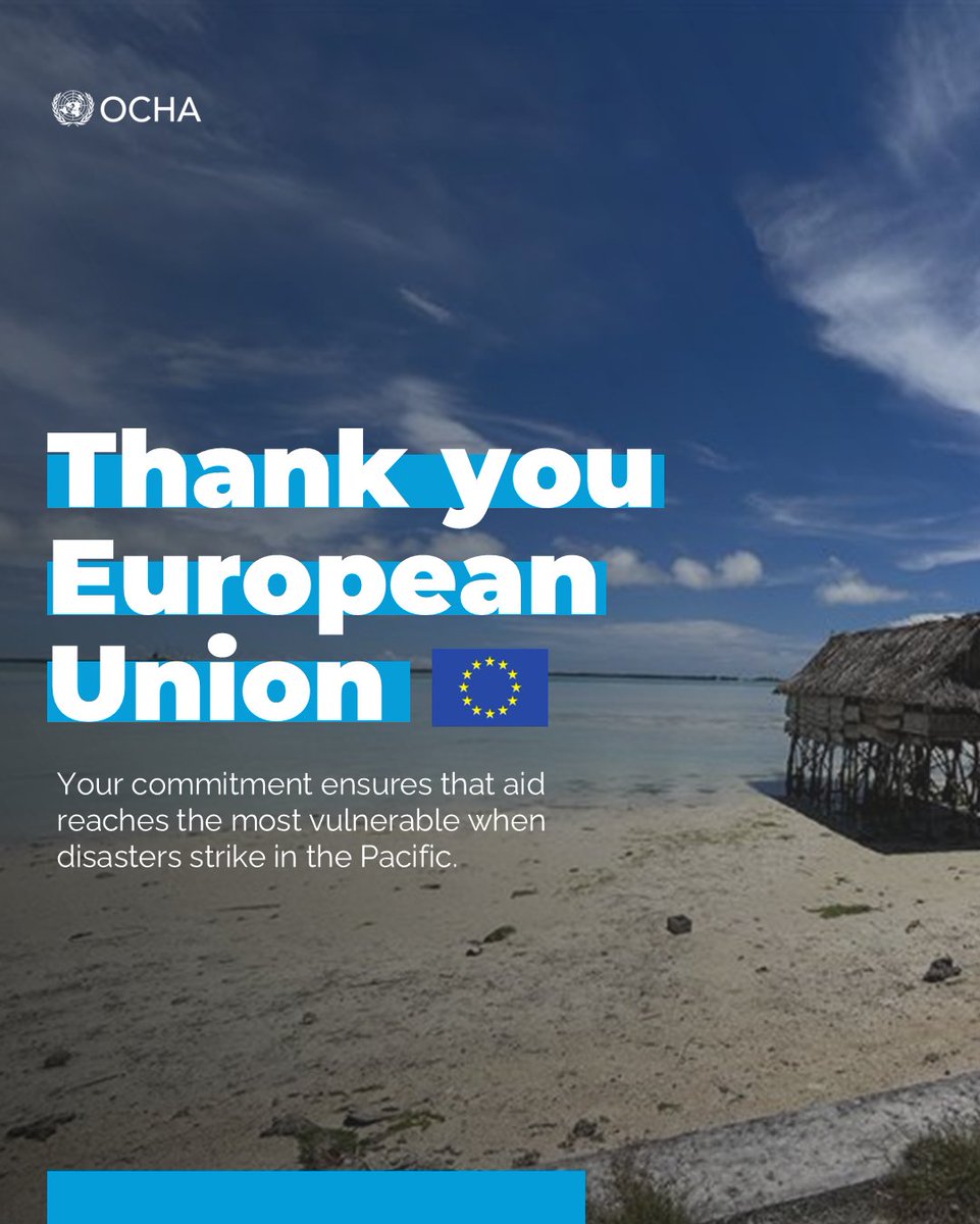 UNOCHA_Pacific's tweet photo. A heartfelt thank you to @eu_echo . As the Pacific faces complex emergencies, your timely support allows OCHA to mobilize rapid, coherent relief efforts. Your commitment ensures that aid reaches the most vulnerable when disasters strike.
#euecho #EUHumanitarianAid https://t.co/YCDIb0MPnU