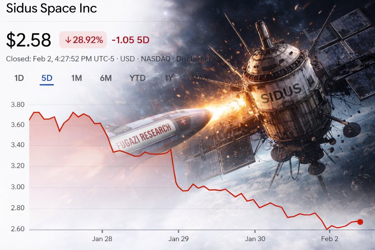 $SIDU We published our report on 1/26/26. $SIDU has been on a landslide since then. 

Make sure to subscribe to Fugazi Research with the link below and give us a follow on X so you don't miss the next one. 

Link to report: fugaziresearch.com/p/the-black-ho…