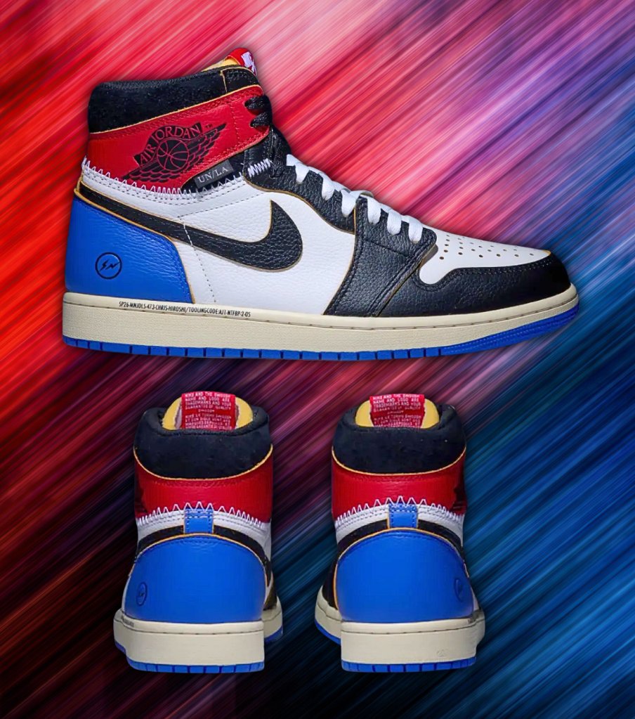SneakerVisionz's tweet photo. Fragment x Union x Jordan 1 High Expected To Drop Next Week (2/14) 🔴🔵 https://t.co/2OFvBTIEJD