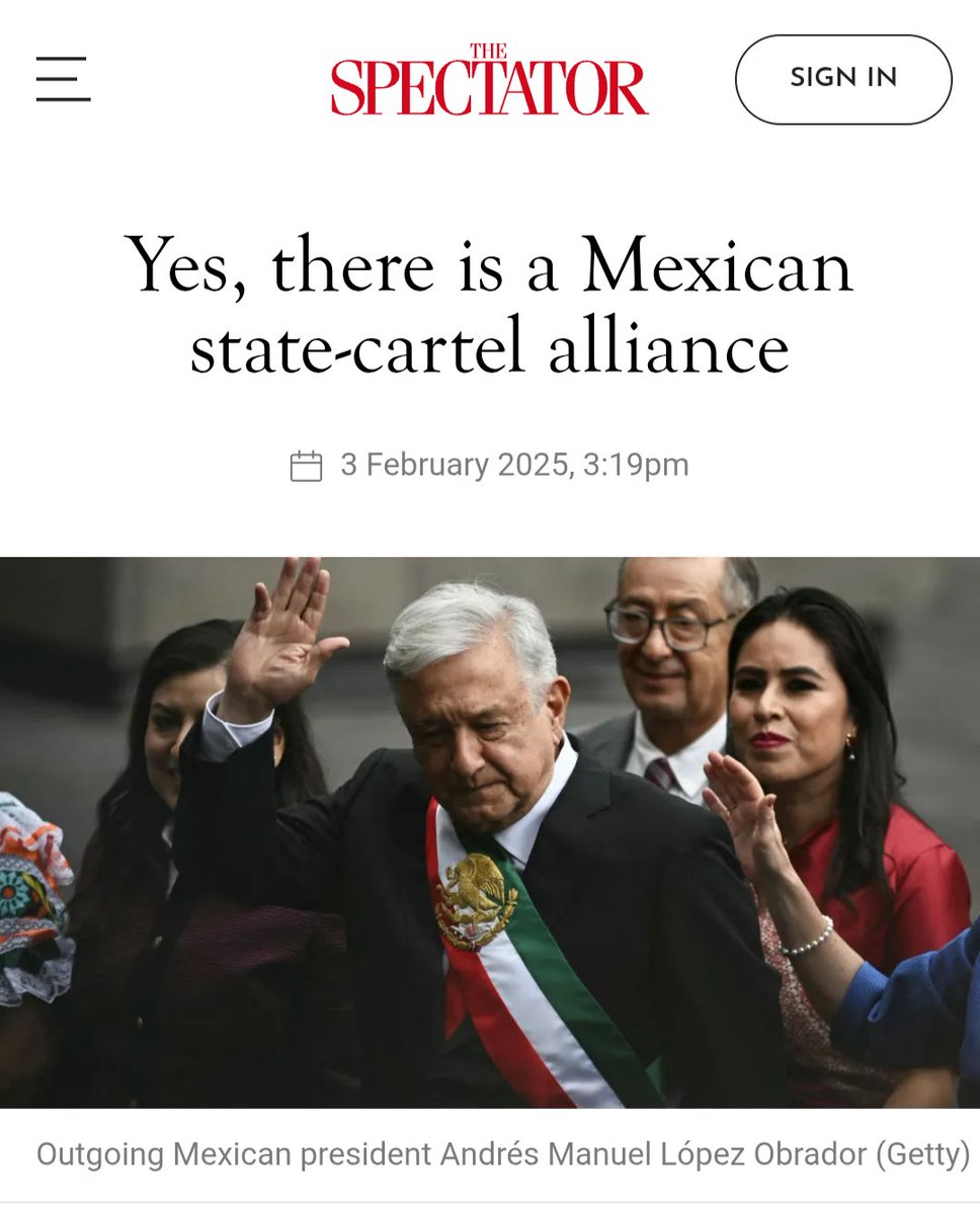 Hoy, el prestigioso medio británico The Spectator publicó que <a href="/lopezobrador_/">Andrés Manuel</a> lleva al menos desde 2006 vinculado al Cártel de Sinaloa y varios grupos delincuenciales.

Es evidente que, tras la derrota de su lacayo a manos de <a href="/FelipeCalderon/">Felipe Calderón 🇲🇽🇺🇦</a>, el Cártel de Sinaloa y otras células