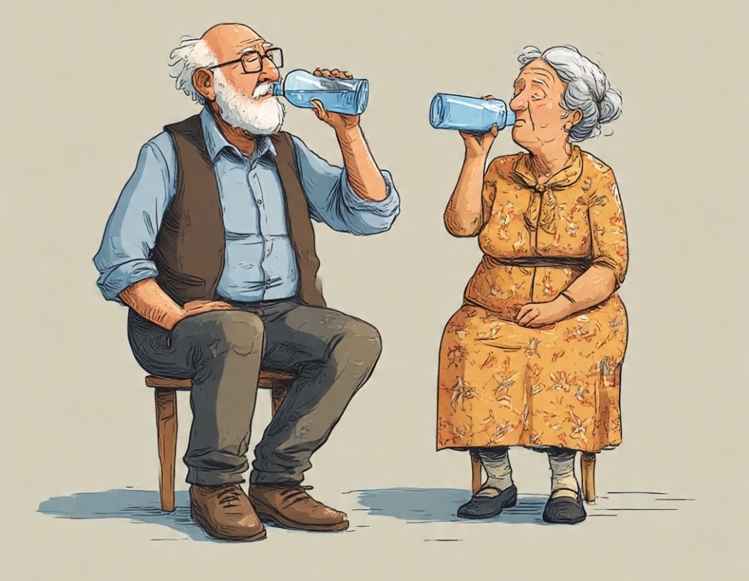 LifeMedFree's tweet photo. Why Hydration Matters More as We Age:
As we get older, our sense of thirst weakens, kidneys conserve less water, and body water % drops—putting seniors at higher risk for dehydration. Even mild cases can cause fatigue, confusion, falls, UTIs, or worse. Don't wait to feel thirsty—hydrate proactively! 
Daily goal: ~9-13 cups fluids (adjust for health).
#HealthyAging #HydrationMatters