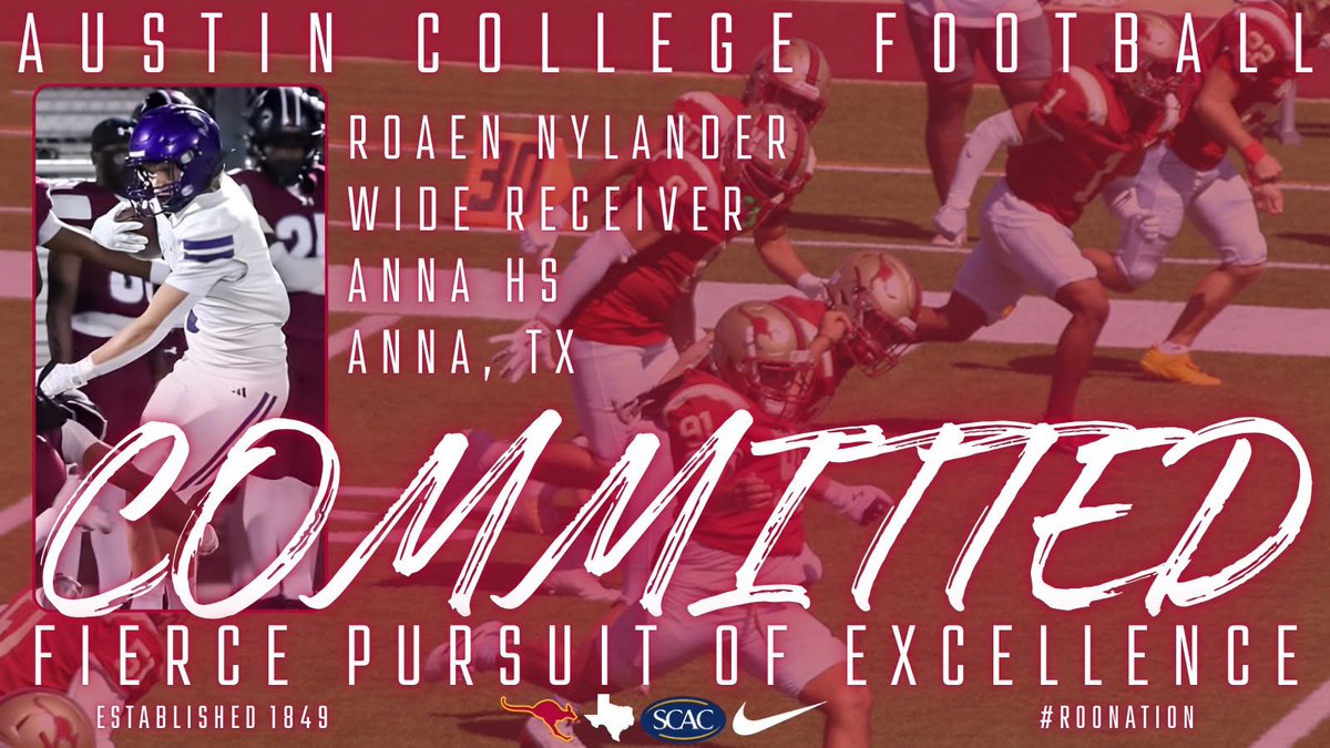 I want to thank all the coaches who gave me an opportunity to check out their program and campuses.
After careful consideration, I would like to announce my commitment to <a href="/RoosFootball/">Austin College ’Roos Football</a>! Excited to start the next chapter, and thank God for all he’s provided for me along with