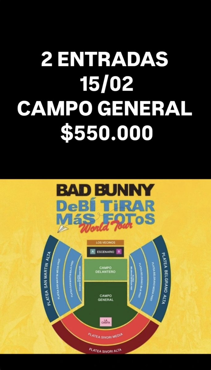 TENGO ENTRADAS PARA #badbunny 
Argentina ‼️ No puedo ir por problemas personales, más info al privado