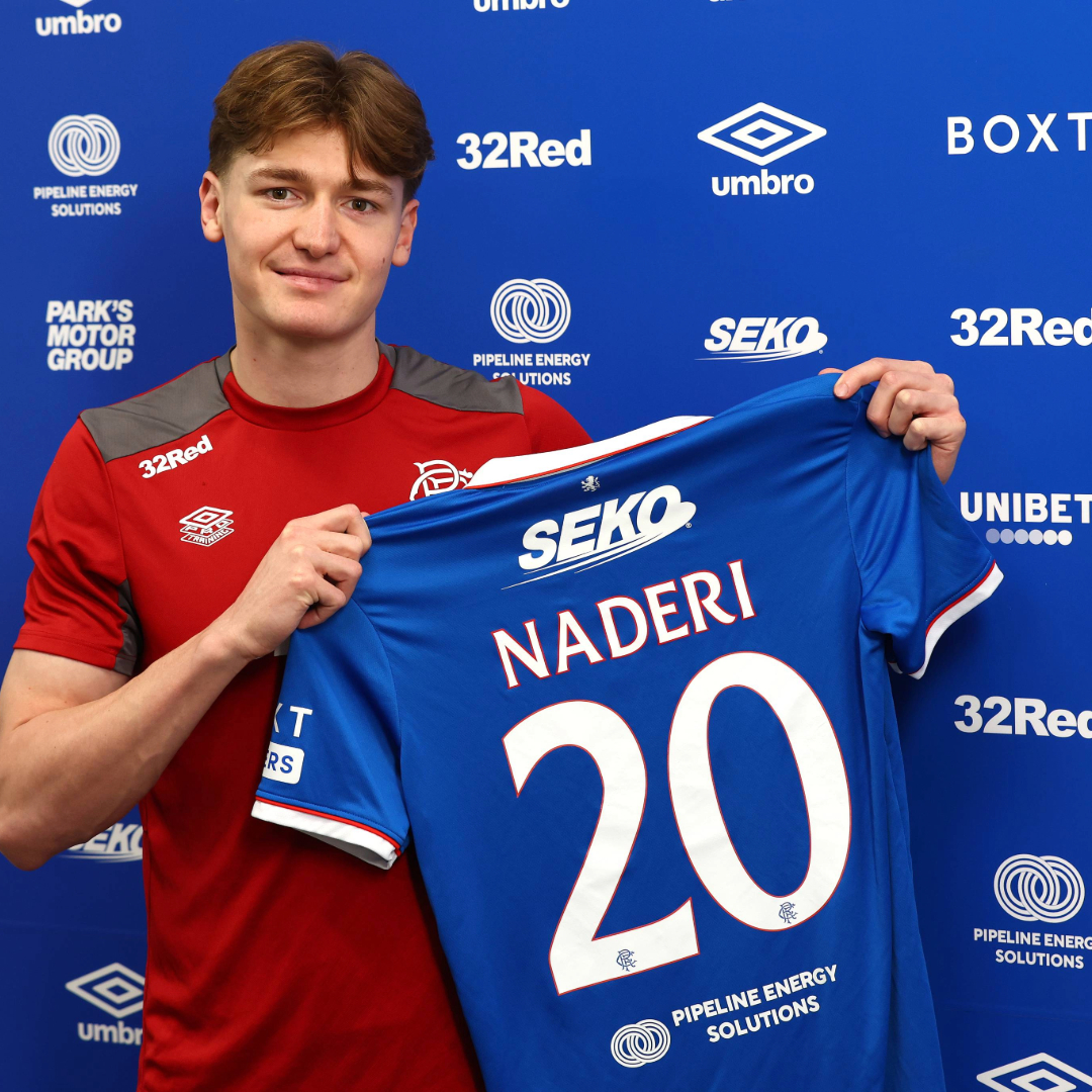RangersFC's tweet photo. ✍️ We can today announce the signing of Ryan Naderi, subject to international clearance on a long-term deal.