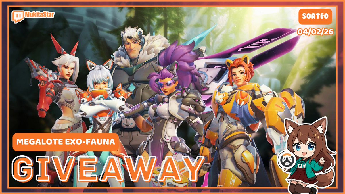⭐️ SORTEO⭐️
Muchas graciasss <a href="/OverwatchLATAM/">Overwatch</a> por los códigos
del megalote de Exo-fauna! 🩶

Participa con:  
➡️ RT, Like y etiqueta a un amigo.
- Sigueme en tiktok, twitch y aqui  @mukitastar
- Canjea ticket en el stream.
- sub doble chance.

  Suerte a todos! #OW2GiveawayLATAM