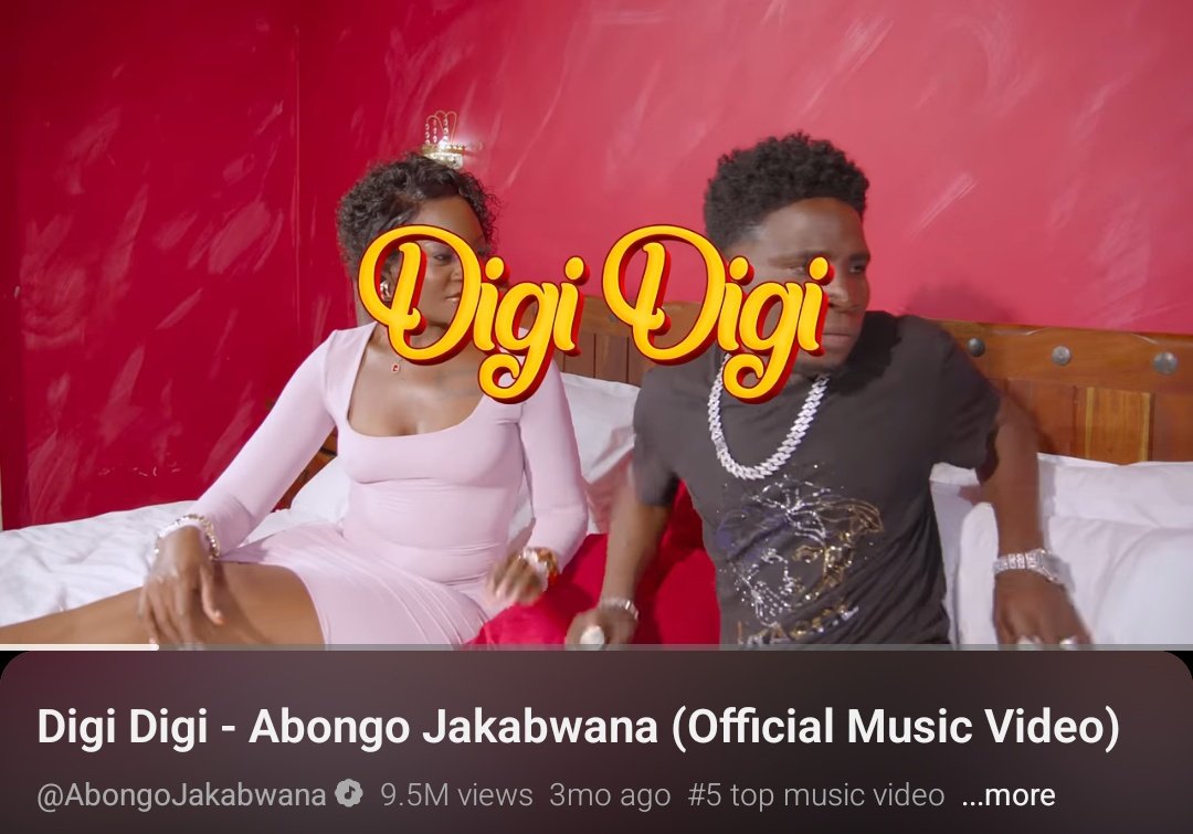 Due to public demand. 💯

Digi Digi by Abongo Jakabwana is now at 9.5M Views 🔥
#Kenyanmusic