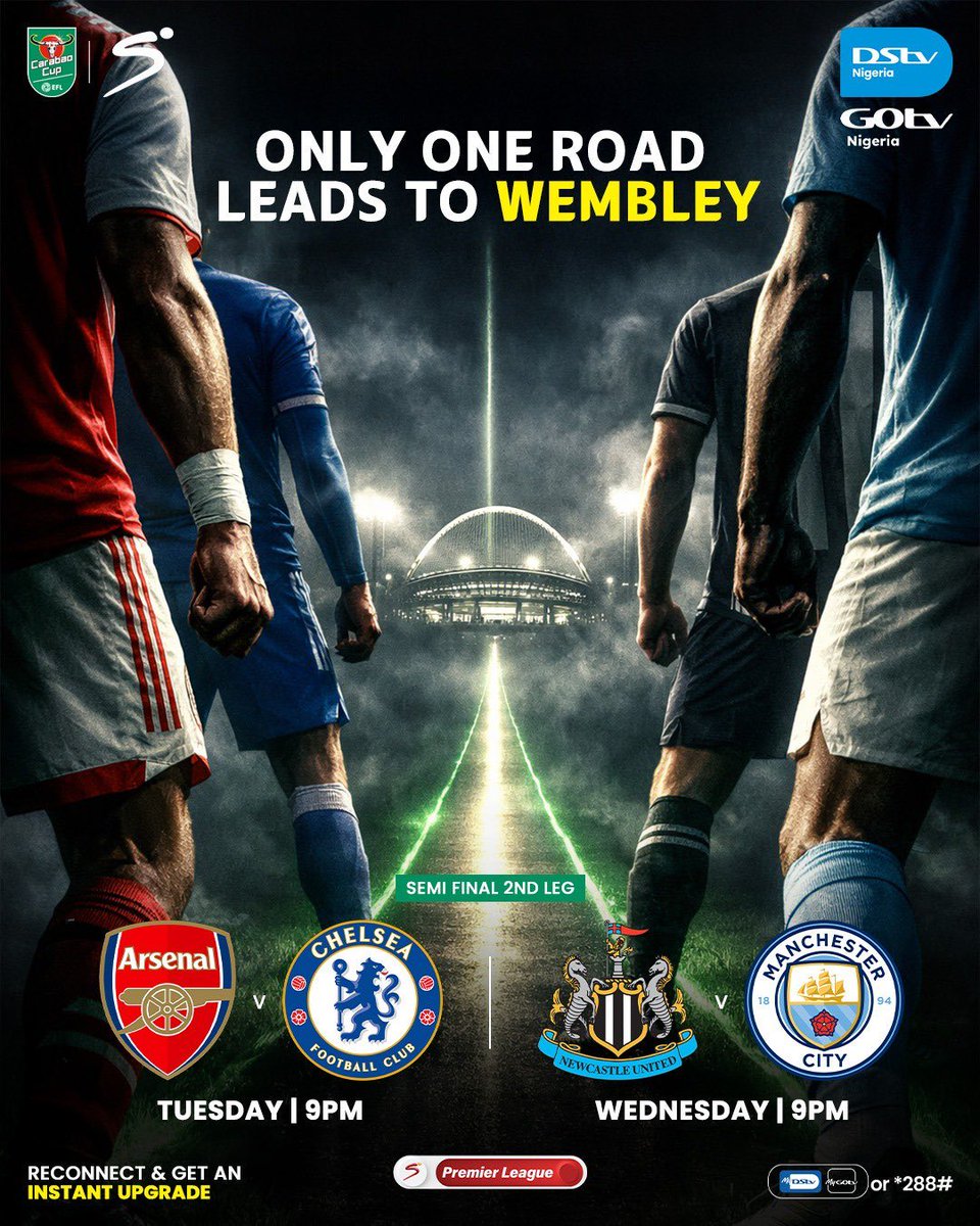 Predict the 
Arsenal vs Chelsea 
Manchester City vs Newcastle United #CarabaoCup results correctly and be 1 of the 2 winners to grab ₦5k each 💰

⏰ Entries close before kick-off
🚨 Make sure your account isn’t shadow-banned
🔁 RT to enter

#CarabaoCup #Chelsea #Arsenal #ManCity