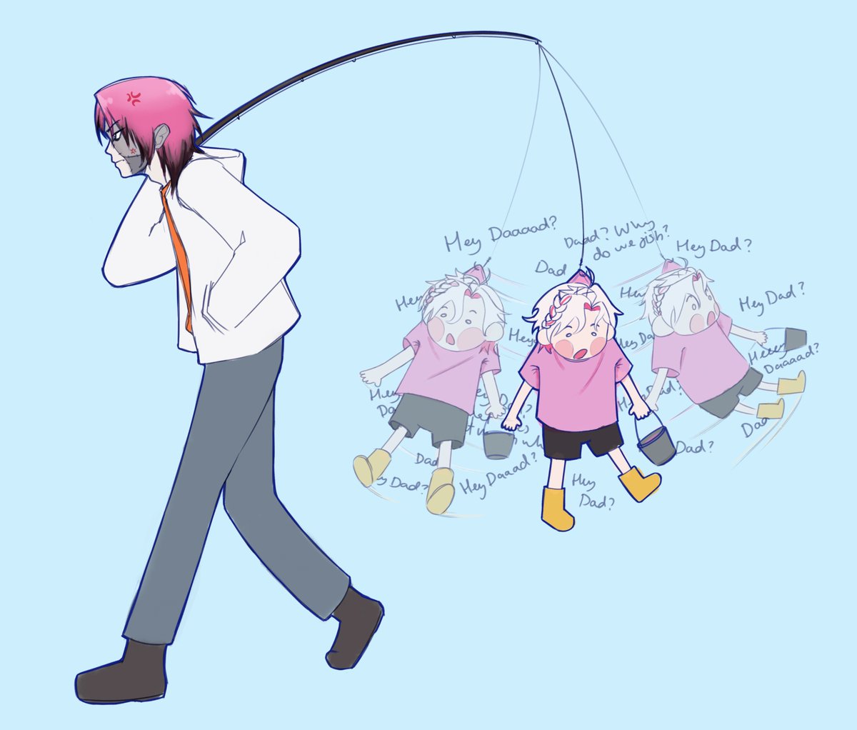 Stinkyro_'s tweet image. What I imagine when Lilo was following Rosco while fishing, they're so silly #BobRosco #LockArt