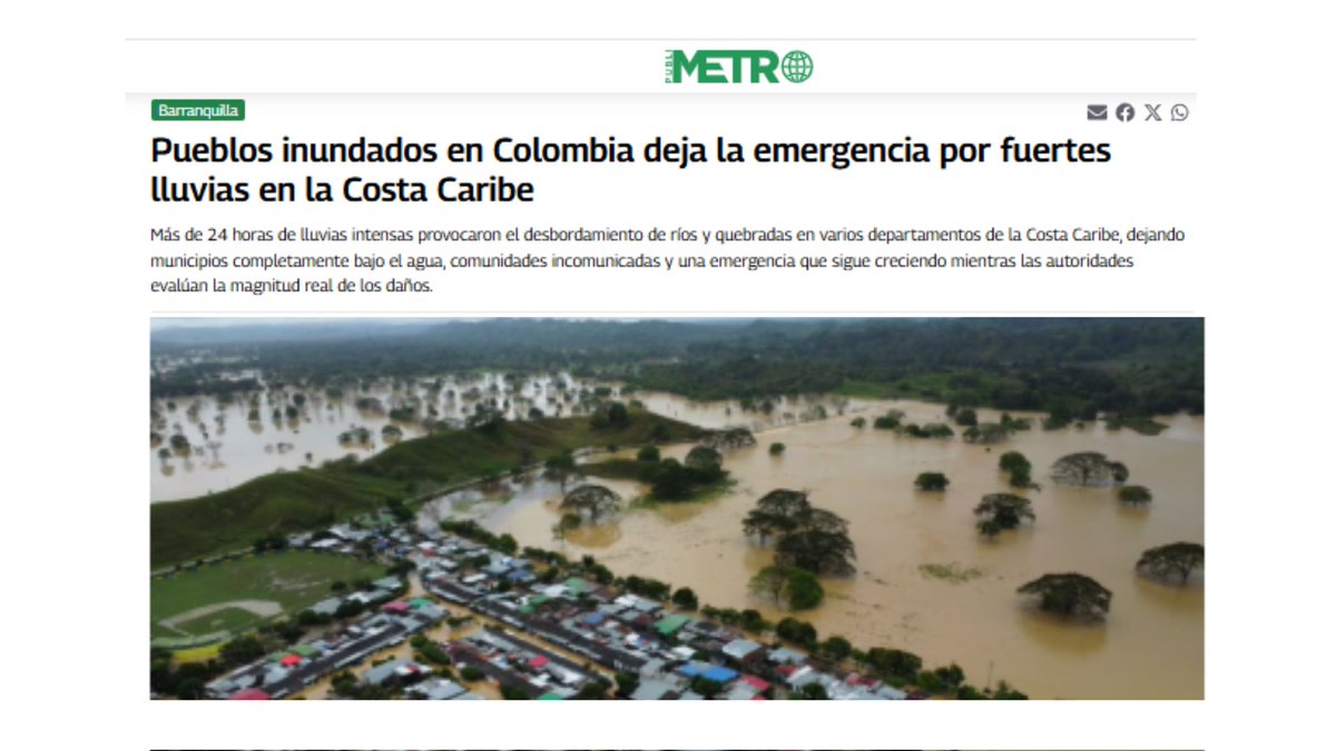 deluque's tweet photo. Es lamentable ver cómo el Caribe colombiano se inunda por las inclementes lluvias, los más afectados como siempre, son los barrios vulnerables. 

Pero lo más doloroso es que, aún estando las lluvias anunciadas, el gobierno no tomó ningún tipo de acciones preventivas. Desde aquí, desde de La Guajira duele aún más, porque la institución que ha debido estar al frente de esta penosa situación es la @UNGRD y sus recursos fueron saqueados por el gobierno Petro. 

El Caribe inundado y no hay respuestas de la nación. Mi solidaridad con las familias damnificadas y un llamado a las entidades encargadas para atender de forma inmediata a los afectados.