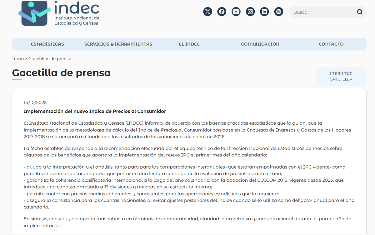 cbuteler's tweet photo. El Indec anunció la implementación del nuevo índice de Precios al Consumidor el 14/10/25, corría desde enero 2026, hoy 2 de febrero y con el dato ya conocido por los funcionarios decidieron volver a la medición anterior.
Técnicamente hablando: Un mamarracho.- https://t.co/inPhqW6Drp