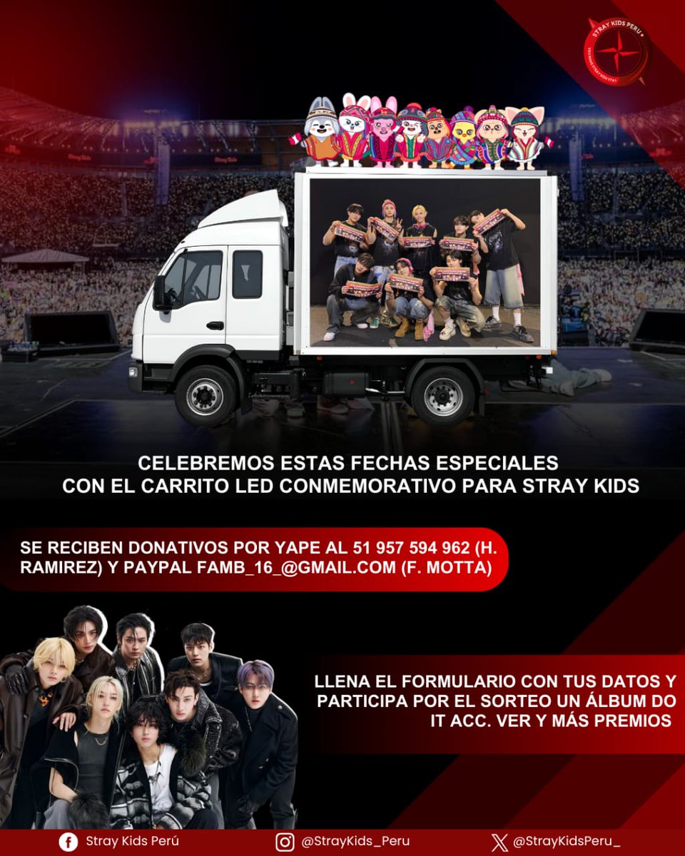 STAY LES TRAEMOS UNA SORPRESA 🎁
ESTAMOS HACIENDO UNA MEJORA A NUESTRO PROYECTO THE DOMINATE EXPERIENCE PERÚ 🇵🇪 Y AHORA HAREMOS UN CARRITO LED 🫶

DONA Y PARTICIPA POR UN ÁLBUM DO IT ACC. VER 💿 Y MÁS PREMIOS🇵🇪✨️ 

STAY hicimos una encuesta para saber que día irán más Stay al
