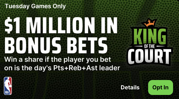 DraftKings King of the Court is BACK 🏀💰

Like ♥️ this for a bonus bet projection model along with player PRA estimates 📊

Any early leans?  Let me know👇

Trying to go back-to-back, last week we hit MPJ 🙏