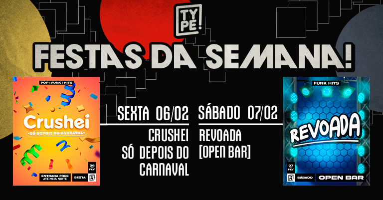 typejoinville's tweet photo. ✨ AGENDA ✨

▪️ SEX ✘ 06/02: CRUSHEi *SÓ DEPOIS DO CARNAVAL* 💕🎉
▪️ SÁB ✘ 07/02: REVOADA [OPEN BAR] ✩♬ ₊˚.🎶

Ingressos: https://t.co/0xrz9xUOcJ
Listas: https://t.co/WTFbyHncwT https://t.co/dslqHdcqak