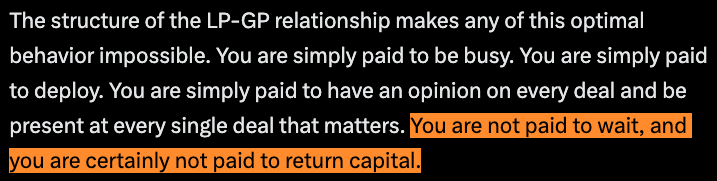 KrishanAllen's tweet photo. For a solid % of global LP capital: this is intended behavior. 

LP $ into venture comes with multiple priorities. And superior risk adjusted returns may be 4th or 5th on that list. https://t.co/W1cpmBCxk6