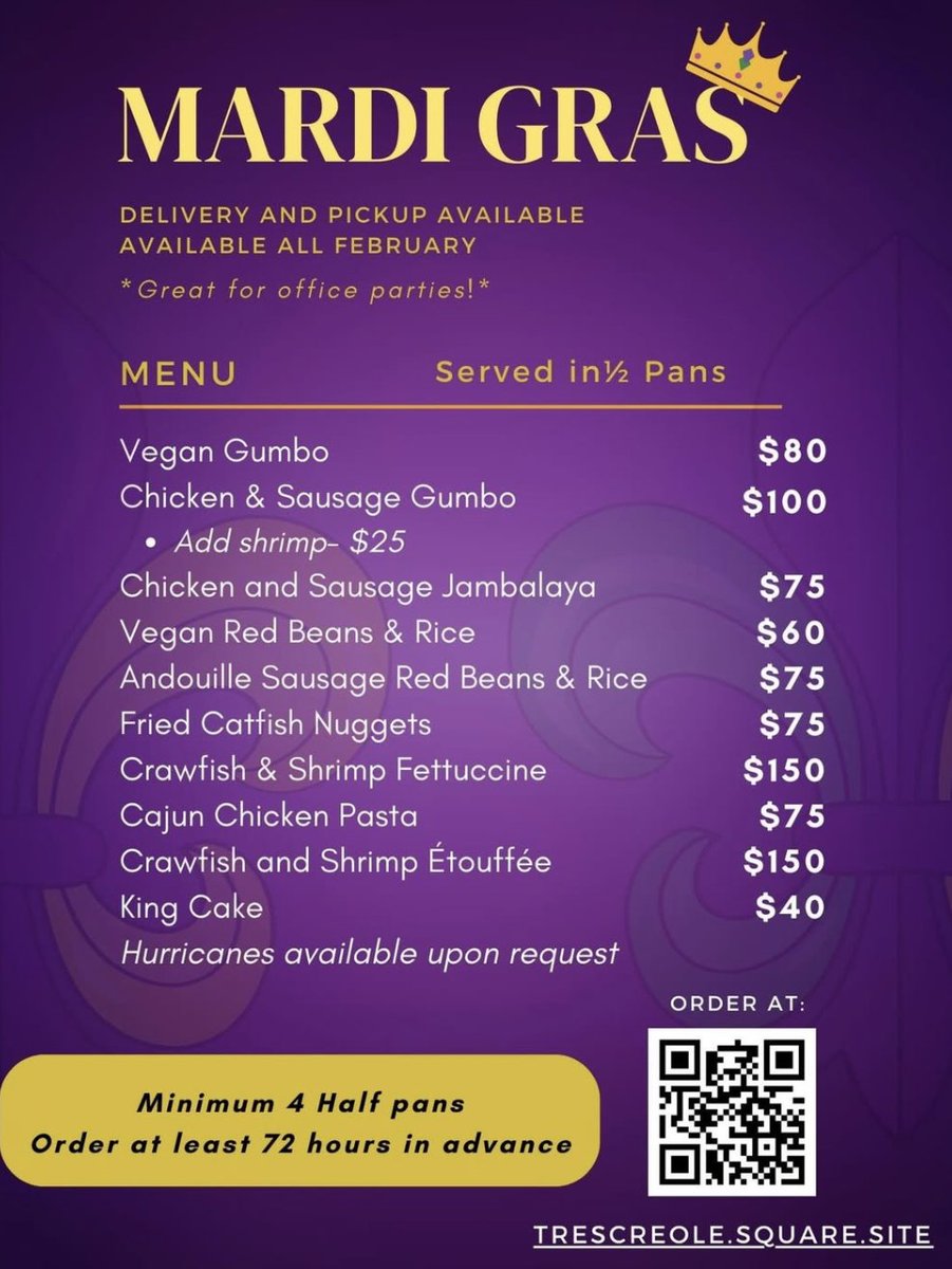 Give your Super Bowl party a little Cajun flavor and order from the best! The Mardi Gras menu from @trescreolecatering is available all month! Order at trescreolecatering.com. 📸: @trescreolecatering