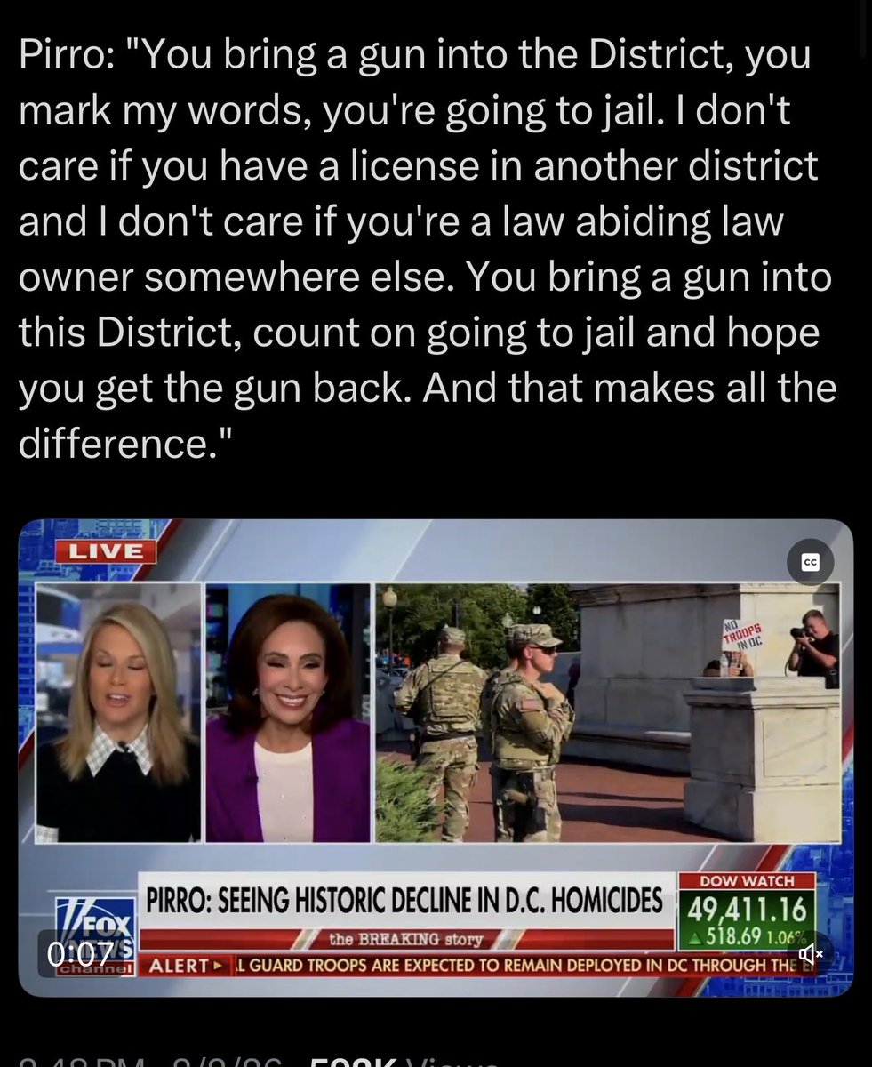 DLoesch's tweet image. I’m not promoting this guy’s video so he can make money, so just a screencap. But yes, you can carry in DC with a non-resident permit, I have many friends that do. The crime rate, as with every blue city, comes from the same repeat offenders who thrive on restorative justice.