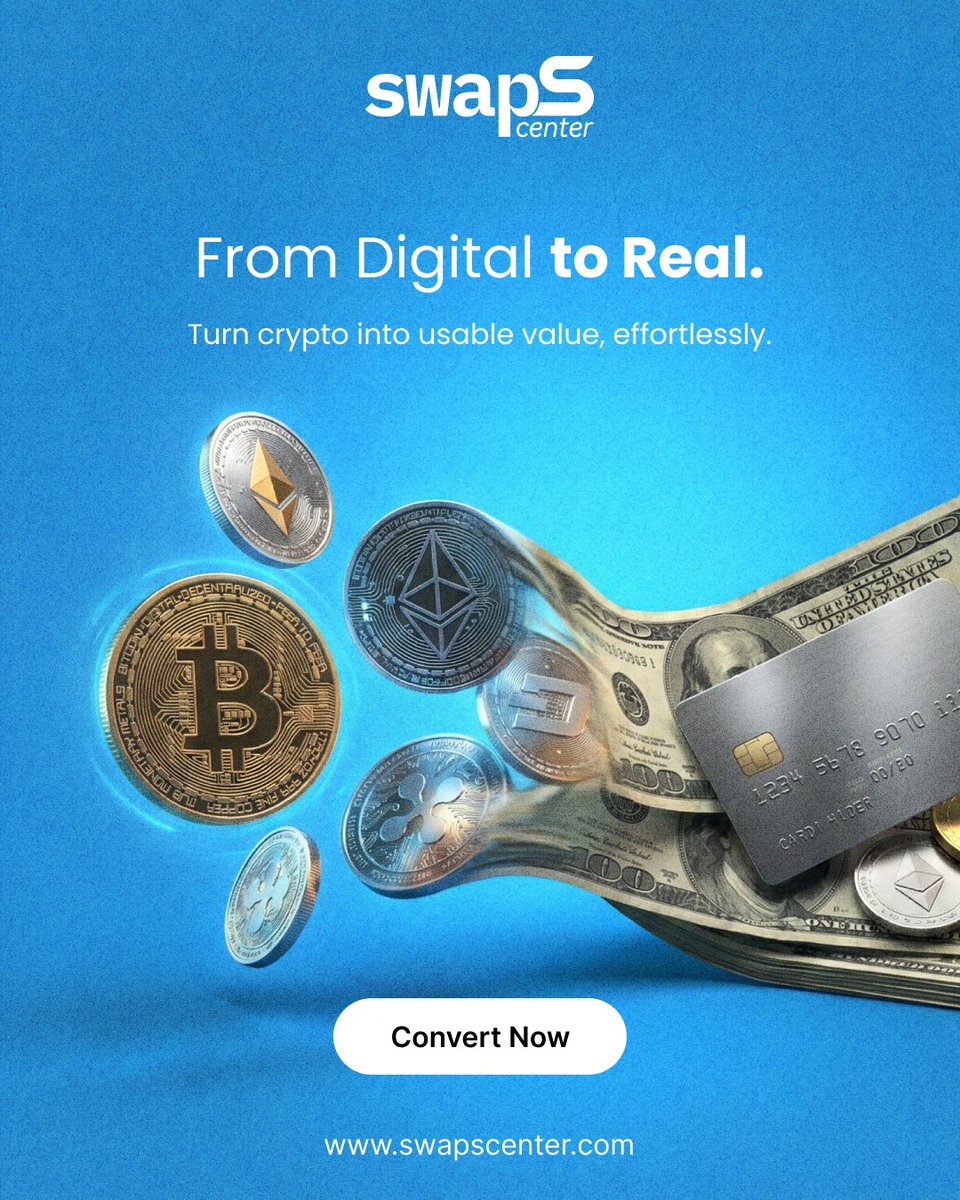 Swaps_Center's tweet photo. From digital to real.
Turn your crypto into usable value in seconds with SwapCenter.
Fast. Secure. Global.
Start now: https://t.co/PhL9B8YsUi https://t.co/d5EXhZ3vPh