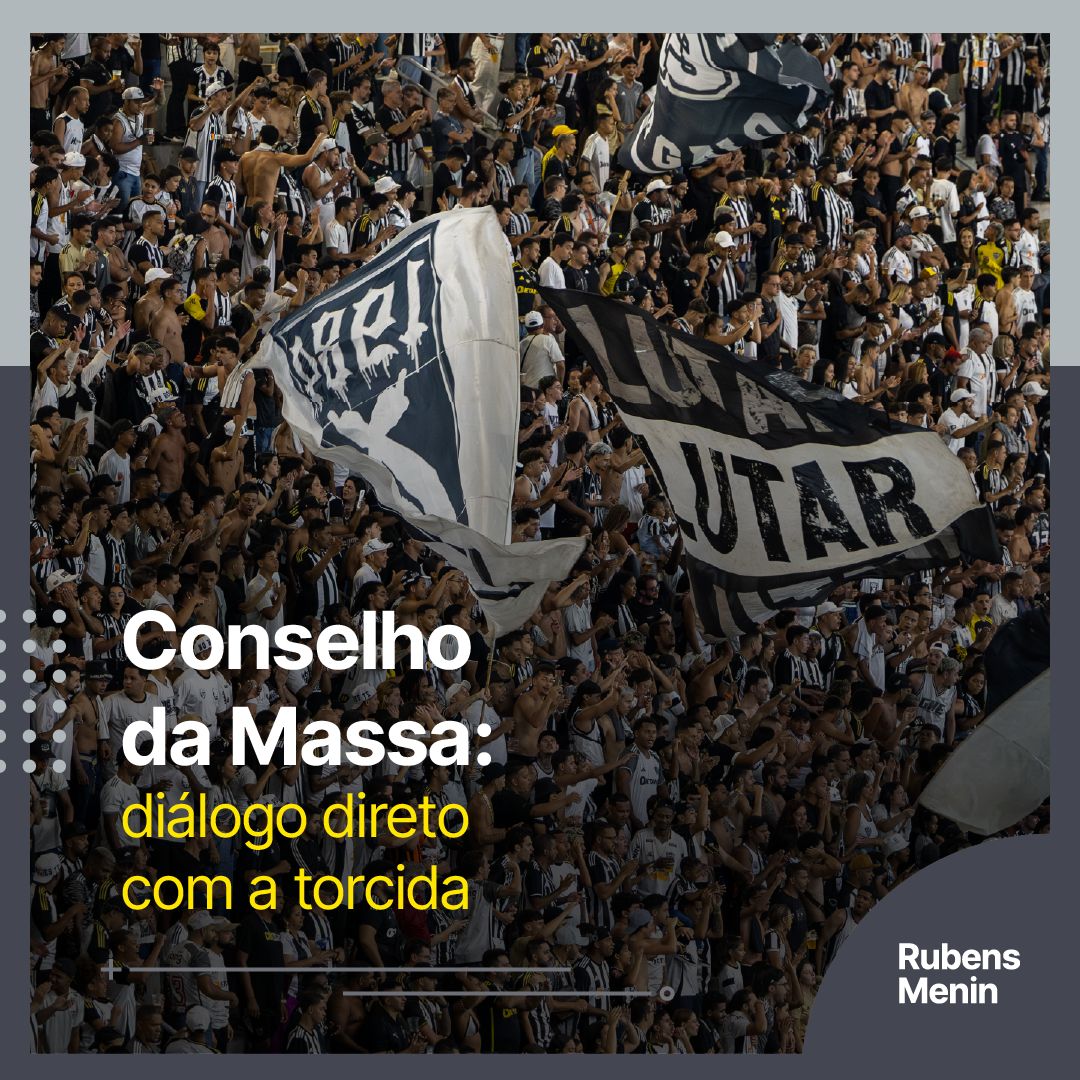 Hoje apresentamos as diretrizes do Conselho da Massa, criado para fortalecer o vínculo do clube com quem vive o Galo no dia a dia e estabelecer um canal permanente de diálogo com a gestão.

Com representantes escolhidos de forma democrática pela própria Massa, o Conselho amplia a