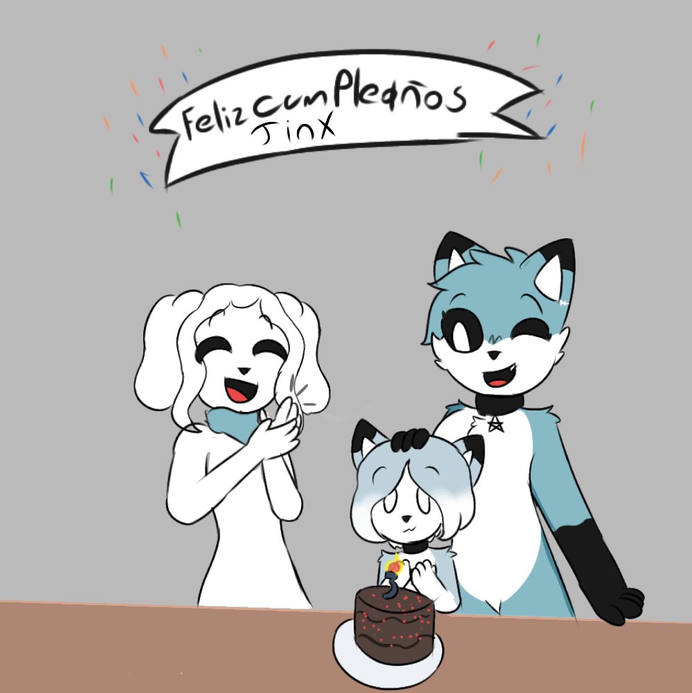 Festejando el cumpleaños de la wawa de mi oc secundario sam :D 🎉💙