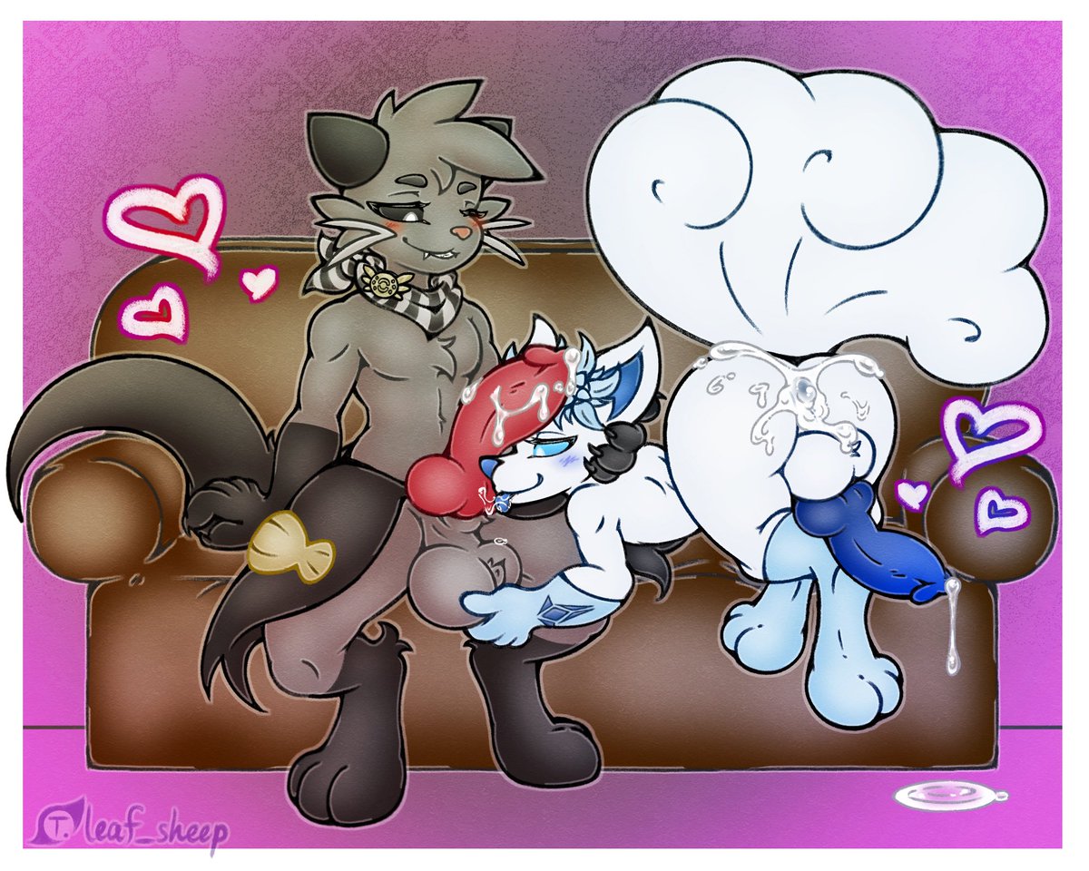 leaf_sheep's tweet photo. A slightly older comm for the lovely @SpadeLovelight and my good friend Poki~!!! 

Who doesn’t like some sexy Pokeboys with thick knots and big cocks~? 

🩶❤️🤍💙✨ https://t.co/imso4GzOrU