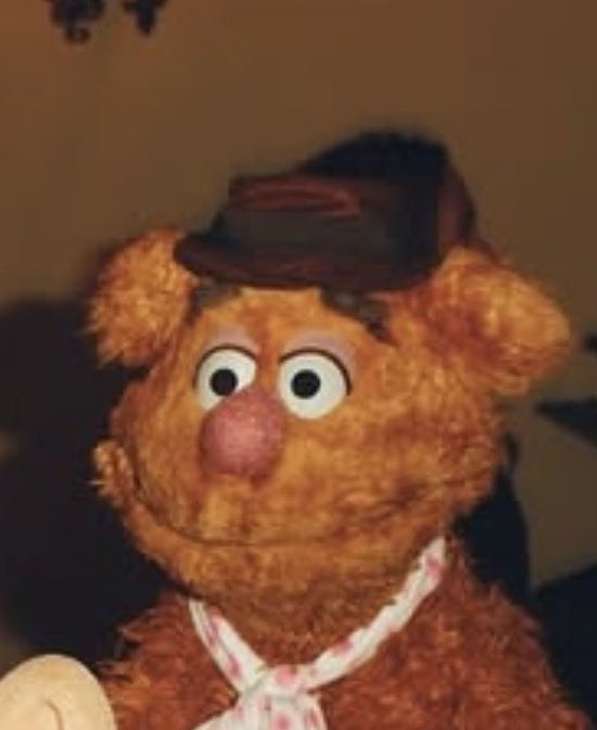 mood: fozzie bear on the set of the muppets