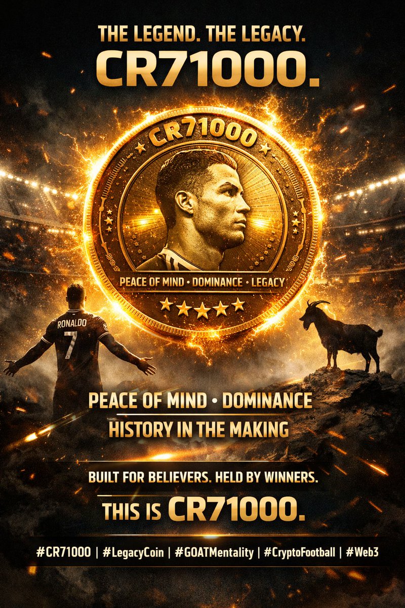 DAYI748909's tweet image. CR71000 isn’t just a coin — it’s a legacy in motion.
From relentless discipline to unmatched greatness, this coin represents peace of mind, dominance, and history being written in real time 🐐⚽️
#CR71000 #LegacyCoin #GOATMentality #CryptoFootball #Web3 #Vision #Greatness