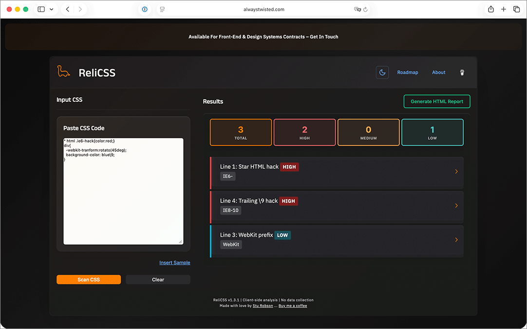 「まだそんな古いCSSを使ってるの？」
現在では必要のない古いCSSを見つけて、仕様に準拠したCSSを提案してくれるツール -ReliCSS

coliss.com/articles/build…