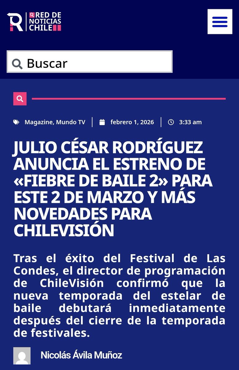El jefe ya hablo del regreso de #FiebreDeBaileCHV   <a href="/chilevision/">Chilevisión</a>  nos vemos en marzo entonces. Los voy a extrañar estás semanitas  sin qué estén en el aire. Cariños.