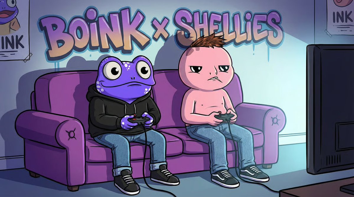 Raffles x Predictions. 🔮

BOINK is officially partnering with Shellies. 👀

​A partnership for the <a href="/inkonchain/">ink</a> family!

​Win the Pond:
💜 1 Free Shellies NFT
🐸 1 Free Boink NFT + 5 GTD WL

​How to win:
-​ Follow <a href="/boinknfts/">BOINK</a> &amp; <a href="/Shellies_NFTs/">Shellies</a>
-​ RT &amp; Like
- ​Tag 2 INK Frens