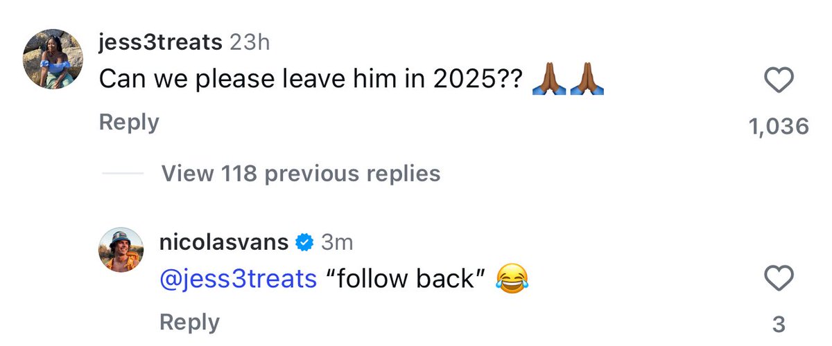 nicvansinfo's tweet image. Nic replying to a fan on Instagram.