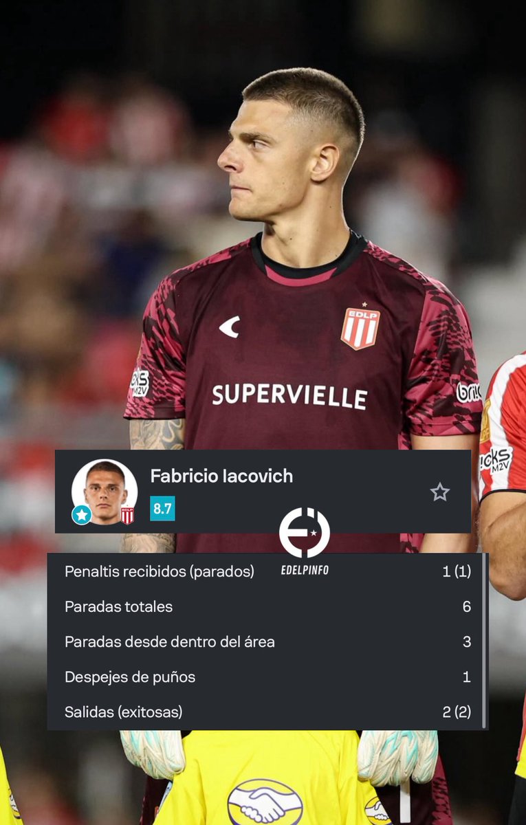 #EDLP 6 atajadas totales, 2 centros descolgados y un penal atajado. Lejos el mejor del partido.