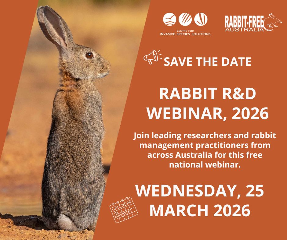 CentreInvasives's tweet photo. π’ SAVE THE DATE! Join Australia's top rabbit researchers for the Rabbit R&D Webinar 2026 π
Theme: New tech for best practice rabbit control
π
25 Mar | β± 2 hrs
π₯ Watch 2025 recap: https://t.co/FThy37mfwO
More info & speakers coming soon! pestsmart #feralscan @EastaBilby https://t.co/A7c0KRWg3X