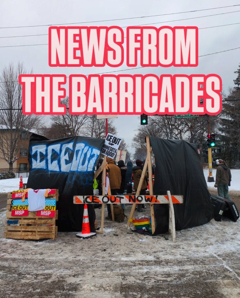 mpls_spring's tweet image. NEWS FROM THE BARRICADES:

Today, hundreds of community members were able to safely pass through the filter blockade. When ICE Agents tried, they were repelled. 

For a free Minneapolis, For one another.