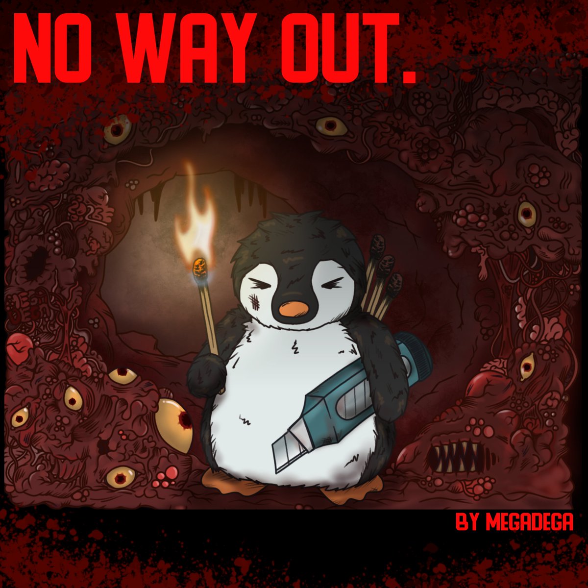 Megablega's tweet photo. For some reason I got inspired and drew this (quite disturbing) penguin in a horrible place... https://t.co/Ne20iFzkZ4