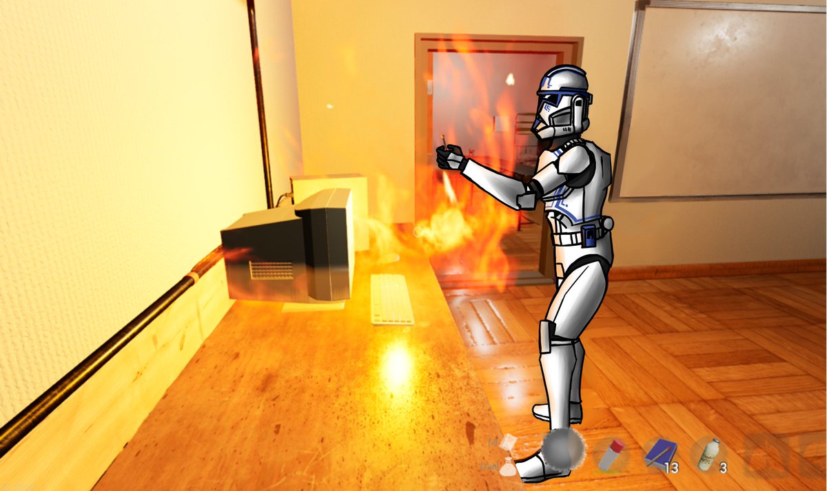 Cyber54prime's tweet photo. Part 2 of 3 of Drawing the clones on top of screenshoot of my gameplay of "Escape the Backroom" (and Backroom Society)
I even added a meme.
#clonewars #thebadbatch #starwars #clonetrooper #backroom #hardcase #hunter #bobafett #tech #wrecker https://t.co/4Le5L1aYFX
