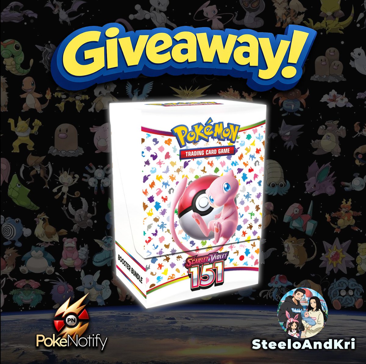 🎉 GIVEAWAY ALERT 🎉
We’re giving away a SEALED Pokémon Scarlet &amp; Violet 151 Booster Bundle! 🎁
One of the most iconic modern Pokémon sets!

To enter:
✅ Like &amp; Repost
✅ Follow <a href="/SteeloAndKri/">SteeloAndKri</a> and <a href="/PokeNotifyX/">PokeNotify</a>
✅ Tag a friend who loves Pokémon

🗓️ Winner announced February 9th