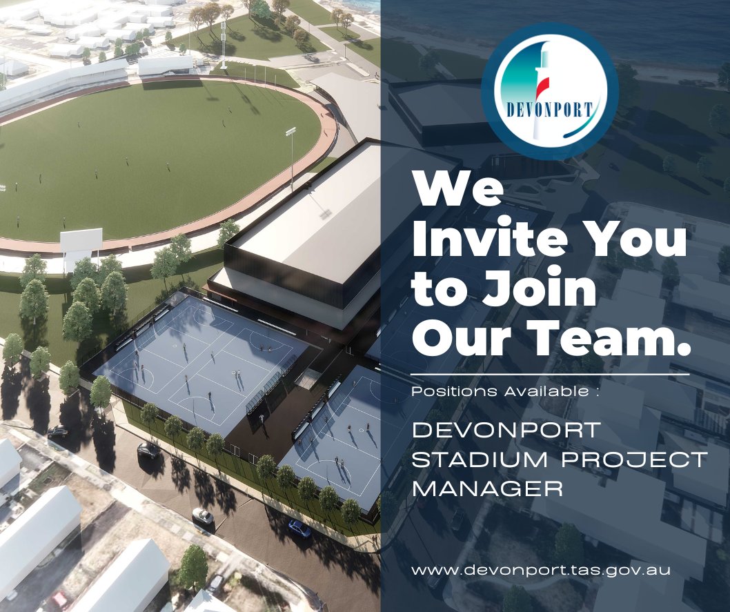 We’re seeking a Devonport Stadium Project Manager to help deliver a landmark new indoor sports facility for the Devonport community. 

For more information or to apply online, visit: devonport.tas.gov.au/council/get-in…